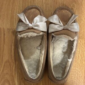 Women's UGG Tan Moccasin Slippers with Bow